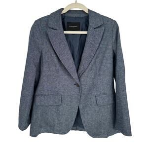 Banana Republic Linen Blend Blazer Blue Lined Long Sleeve Workwear Office 4P